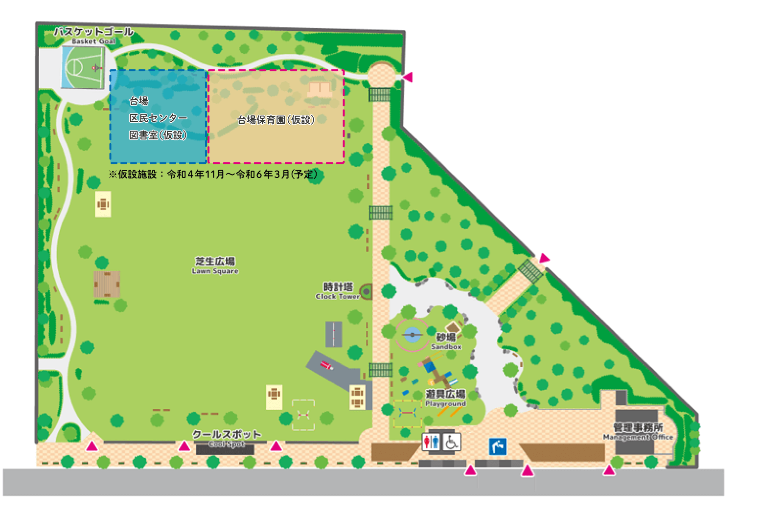 お台場レインボー公園の園内マップ